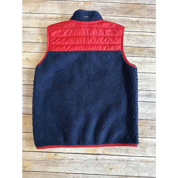 Vineyard Vines Vest Kids M 12/14 Red Blue Full Zip Quilt Pockets Fleece Sherpa - Picture 8 of 9